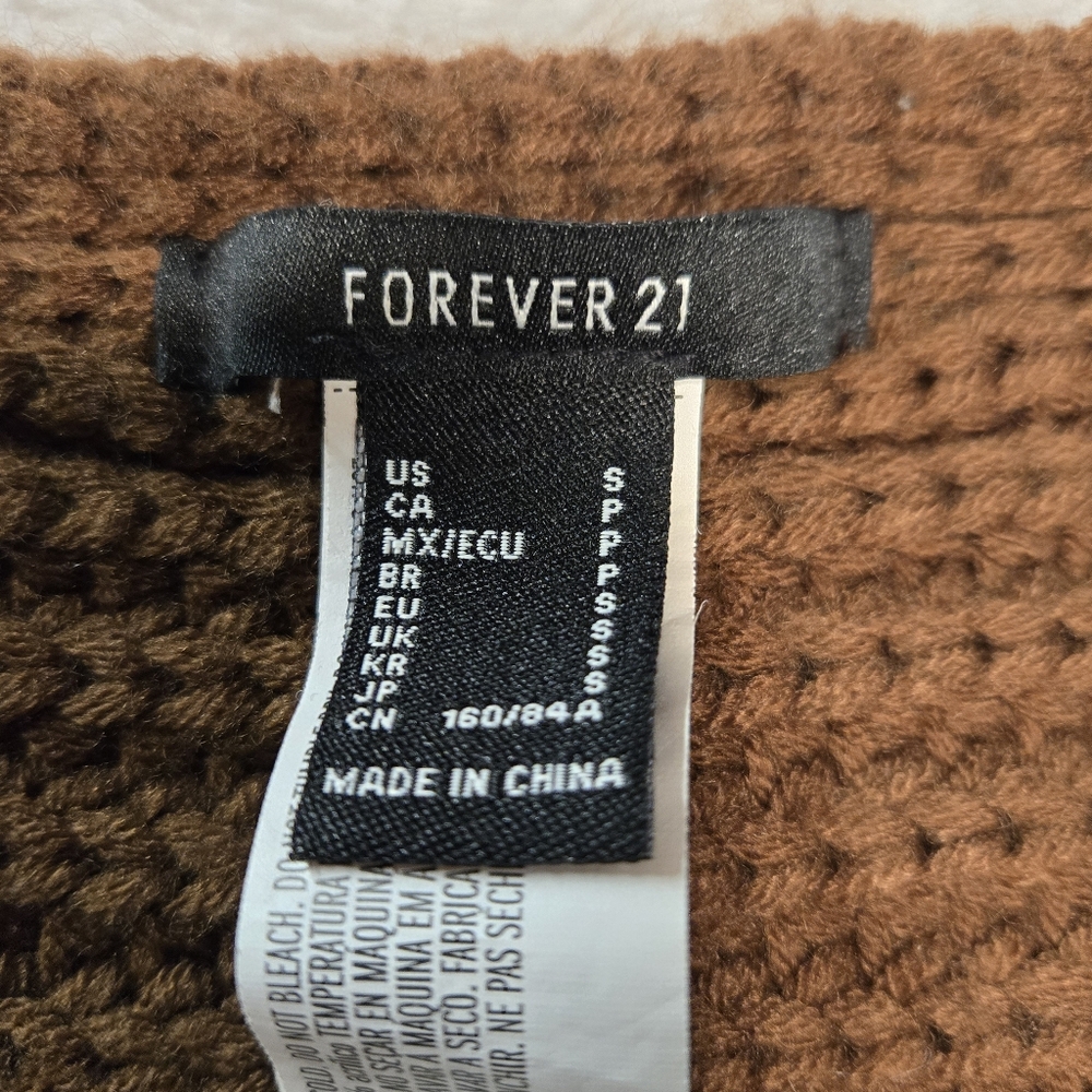 Espresso Brown Knit Shrug Bolero Sweater Balletcore Cozy Layer Small Oversized - Picture 4 of 7